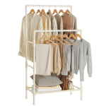 Metallist riidestange valge 88 x 44 x 154 cm riiuliga