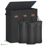 Pesukorv kaanega 64x33x75 cm Must 160 l 3 sektsiooni