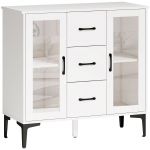 Kummut sahtlitega 90x38x86 cm valge MDF ja klaas