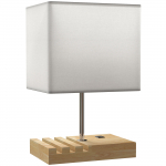 Laualamp 25 &times; 20 &times; 40,5 cm valge puit USB ja E27