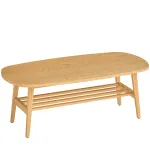 Kohvilaud riiuliga 120&times;60&times;42 cm ovaalne puit
