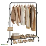 Riidestange ratastel 104 cm must terasest riiuliga