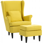 Tiibadega tugitool jalatoega kollane kangas 75x83x104 cm