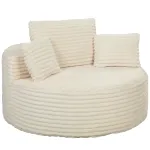 Tugitool 130 &times; 130 &times; 82 cm kreemvalge kordkate ja padjad