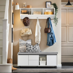 Esikupink sahtlitega valge 110 cm MDF ja metall