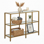 Konsollilaud 73 x 100 x 30 cm klaasriiulid ja metallraam