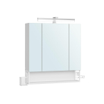 Vannitoakapp seinale 75x70 cm valge peegli ja pesadega