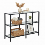 Konsoollaud 73 x 100 x 30 cm metallraam ja klaasriiulid