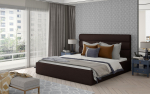 Voodi Karamell 200x200 cm Tumepruun
