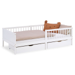 Lastevoodi sahtlitega 90 x 200 cm valge turvapiirdega