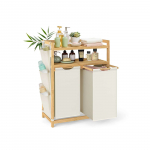 Pesukorv riiuliga 63x33x98 cm valge