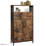 K&otilde;rge kummut 60 &times; 30 &times; 108 cm pruun-must riiuliga
