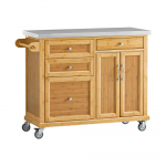 Alumine k&ouml;&ouml;gikapp 115x46x92 cm pruun bambus ratastel