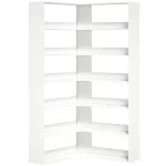 Raamatukapp 7 riiuliga L-kujuline 90x90x180 cm valge