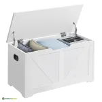 Jalatsikapp istmega 40 x 80 x 46 cm valge puitlaastplaat