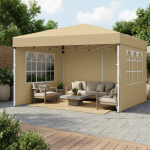 Paviljon 3 x 3 x 2,6 m beež kokkupandav terasraamiga