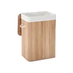 Pesukorv 40 &times; 30 &times; 61 cm kollane bambusest kaanega