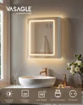 Vannitoa seinakapp Kailyn kollektsioon peegliga LED mitme pistikupesaga uduvastane funktsioon 10x suurendusega peegel modernne stiil 165 x 50 x 60 cm valge