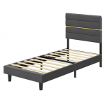 Voodiraam 202 x 90 x 110 cm beež metall ja puit peatsiga