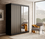 Liugustega riidekapp Delia 160 160x205x60 cm must