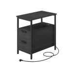 Must abilaud pistikupesa ja USB-ga 2 sahtli ja riiuliga