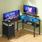 Nurga kirjutuslaud 150 x 120 x 76 cm must LED ja USB