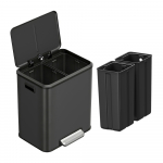 Taaskasutuskorv 2&times;15 l must teras pehme kaas