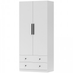 Riidekapp valge 79 &times; 43 &times; 180 cm 2 sahtlit ja riputustoru