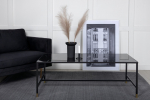 Dipp diivanilaud must 130x60 cm klaasplaat ja terasraam