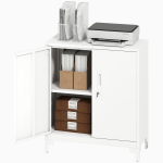 Kontorikapp 80 x 35 x 91 cm valge metallist lukustatav