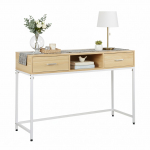 Konsoollaud 80 x 120 x 40 cm valge naturaalne 2 sahtlit