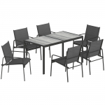 Aiam&ouml;&ouml;blikomplekt 150x80x74 cm must laud ja 6 tooli