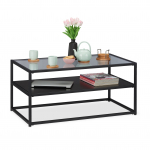 Diivanilaud 42 &times; 90 &times; 50 cm must klaas ja metallraam