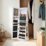 Peegliga ehtekapp 55 x 55 x 162 cm valge