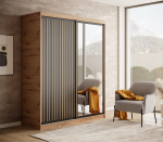 Liugustega riidekapp Delia 160 160x205x60 cm Must