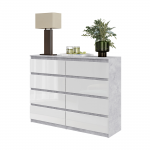 Kummut sahtlitega 120x92.5x33.5 cm l&auml;ikiv valge