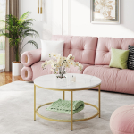 Madal kohvilaud Marmor valge kuldne