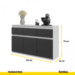Sahtlitega kummut 120x75x35 cm Valge Antratsiit