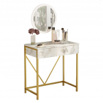 Tualettlaud 72x75x40cm valgekirju kuldne