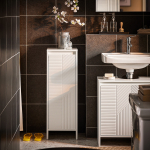 Pesukorviga vannitoakapp valge