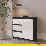 Sahtlitega kummut 75x80x35 cm Antratsiit Valge