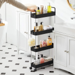 Kitsas riiul ratastel 40x13x93cm must