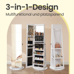 Peegliga ehtekapp 54.5 x 54.5 x 162 cm Valge