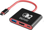 3-in-1 USB-C adapteris Nintendo Switch 2 / OLED / Switch 4K HDMI, USB 3.0, PD 100W, juodas