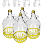 5 L Lady demijohn kruvikorgiga, plastikkorviga, korgi ja horisontaalse &otilde;hulukuga BROWIN 640417, komplekt 4 tk, 5.0 L