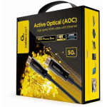 Gembird HDMI AOC kaabel CCBP-HDMI-AOC-50M-02 50 m, HDMI Type A isane, HDMI Type A isane, Kuld, 2.0, 18 Gbit/s, Must