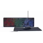 Gembird klaviatuur KBS-UML-01, USB, 104 nuppu, 1.4 m kaabel, LED taustvalgus, 3 nuppu, hiirepad 300 x 250 mm