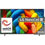 LG teler 75NANO80A3B 75" 4K, 3840 x 2160, LED, Lame, Nutikas TV, DVB-C/S/S2/T/T2, Wi-Fi, Ethernet LAN, 3 HDMI, 2 USB, Must
