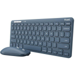 Trust klaviatuur ja optiline hiir Lyra/24937, traadita, 3 seadet, USB Type-C, 1200 DPI, sinine, mini, QWERTY, 2 tk.