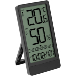 Soens Elektroniline siseruumi termomeeter, must 270107, temperatuuri vahemik 0&deg;C~+50&deg;C, niiskuse vahemik 20%~95%, kell, kuup&auml;ev